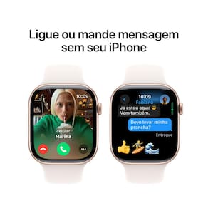 Apple Watch Series 10 GPS, Caixa Ouro Rosa de Alumínio – 46 mm e Pulseira Esportiva Blush-clara - M/G