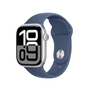 Apple Watch Series 10 GPS + Cellular, Caixa Prateada de Alumínio – 42 mm e Pulseira Esportiva Denim - P/M
