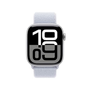 Apple Watch Series 10 GPS + Cellular Caixa Prateada de Alumínio - 42 mm e Pulseira loop esportiva Nuvem azul