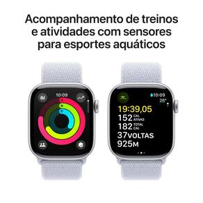 Apple Watch Series 10 GPS + Cellular Caixa Prateada de Alumínio - 42 mm e Pulseira loop esportiva Nuvem azul