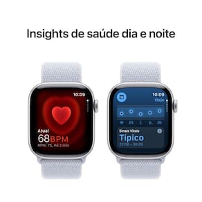 Apple Watch Series 10 GPS + Cellular Caixa Prateada de Alumínio - 42 mm e Pulseira loop esportiva Nuvem azul