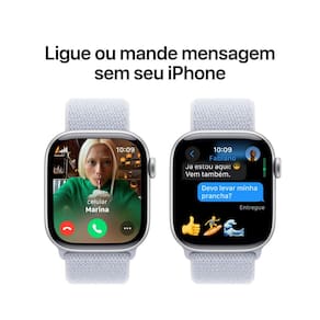 Apple Watch Series 10 GPS + Cellular Caixa Prateada de Alumínio - 42 mm e Pulseira loop esportiva Nuvem azul