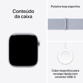 Apple Watch Series 10 GPS + Cellular Caixa Prateada de Alumínio - 42 mm e Pulseira loop esportiva Nuvem azul