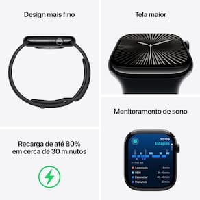 Apple Watch Series 10 GPS + Cellular, Caixa Prateada de Alumínio – 46 mm e Pulseira loop esportiva Nuvem Azul