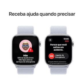 Apple Watch Series 10 GPS + Cellular, Caixa Prateada de Alumínio – 46 mm e Pulseira loop esportiva Nuvem Azul