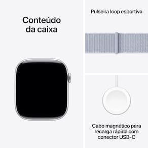 Apple Watch Series 10 GPS + Cellular, Caixa Prateada de Alumínio – 46 mm e Pulseira loop esportiva Nuvem Azul