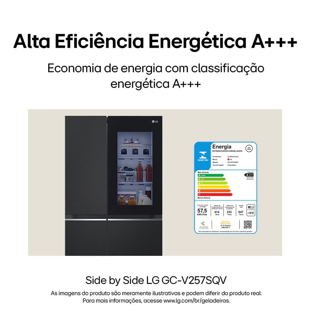 Geladeira LG Side by Side GC-V257SQV com Tecnologia Smart Inverter