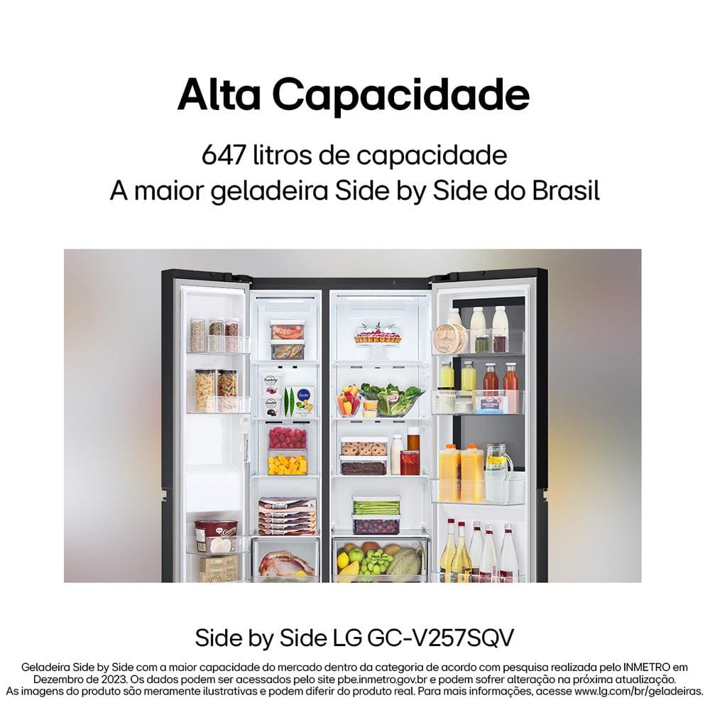 Geladeira LG Side by Side GC-V257SQV com Tecnologia Smart Inverter
