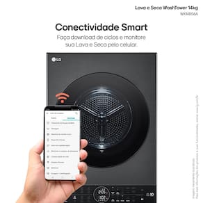 Lavadora e Secadora LG WK14BS6 WashTower 14kg TurboWash 360° AI ThinQ Black Inox