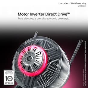 Lavadora e Secadora LG WK14BS6 WashTower 14kg TurboWash 360° AI ThinQ Black Inox