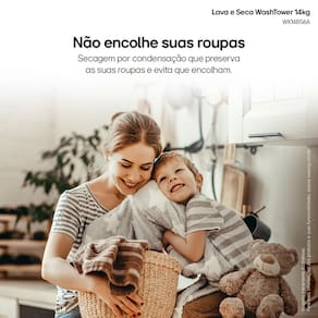 Lavadora e Secadora LG WK14BS6 WashTower 14kg TurboWash 360° AI ThinQ Black Inox