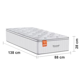 Colchão de Solteiro Inducol Montreal com Europillow e Revestimento em Tecido Malha 28x88x138cm - Branco