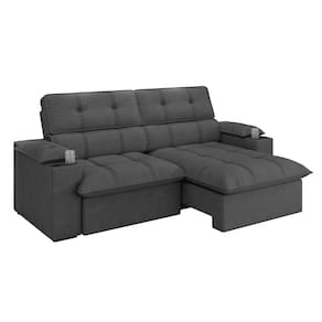 Sofá 4 Lugares Luizzi Besthouse Liverpool Slim com Assento Retrátil e Reclinável, Revestido em Suede - 240cm de Largura
