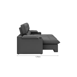 Sofá 4 Lugares Luizzi Besthouse Liverpool Slim com Assento Retrátil e Reclinável, Revestido em Suede - 240cm de Largura