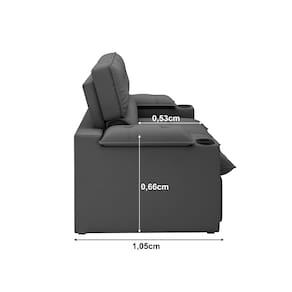 Sofá 4 Lugares Luizzi Besthouse Liverpool Slim com Assento Retrátil e Reclinável, Revestido em Suede - 240cm de Largura