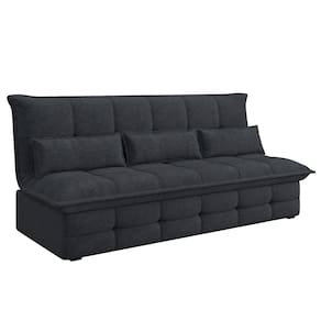 Sofá-Cama 2 Lugares Luizzi Monalisa Revestido em Tecido Boucle Encosto Reclinável - 205cm de Largura - Chumbo - 1