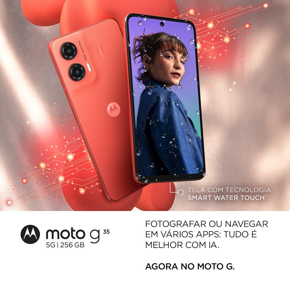 Smartphone Motorola Moto g35 5G Cinza 256GB 4GB RAM + 8GB Ram