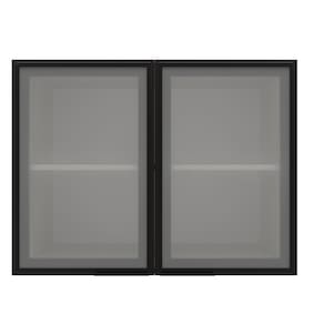 Armário Aéreo Bartira Rubi com 2 Portas de Vidro, 1 Prateleira e 80cm de Largura - Freixo/Preto Poah - 1