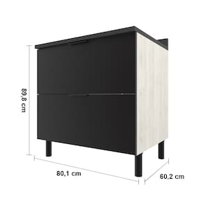 Balcão Duplo Bartira Rubi com 2 Gavetões e 80,1cm de Largura – Freixo/Preto Poah - BALC DPL 2GVTAO BART RUBI FREIXO/PRETO POAH - 3