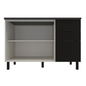 Balcão Triplo Bartira Rubi com 2 Portas, 2 Gavetas, 1 Gavetão, 1 Prateleira e 120cm de Largura - Freixo/Preto Poah - BALC TRIP 2PT2GV1GVTAO BART RUBI FREIXO/PRETO POAH - 3