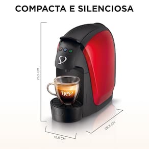 Cafeteira Espresso TRES 3 Corações Luna Automática Vermelha - 600ml