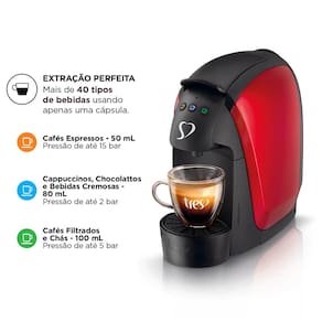 Cafeteira Espresso TRES 3 Corações Luna Automática Vermelha - 600ml