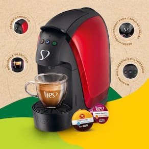 Cafeteira Espresso TRES 3 Corações Luna Automática Vermelha - 600ml