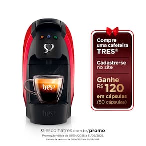 Cafeteira Espresso TRES 3 Corações Luna Automática Vermelha - 600ml