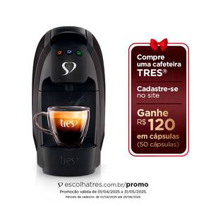 Cafeteira Espresso TRES 3 Corações Luna Automática Preta - 600ml
