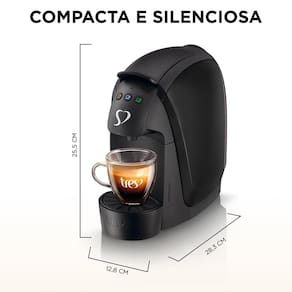 Cafeteira Espresso TRES 3 Corações Luna Automática Preta - 600ml