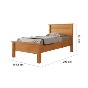 Cama de Solteiro Conquista Mel com Ripas Largas de MDF - 102cm de largura - Mel/Cinamomo - 2