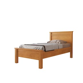 Cama de Solteiro Conquista Mel com Ripas Largas de MDF - 102cm de largura - Mel/Cinamomo - 1