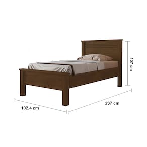 Cama de Solteiro Conquista Mel com Ripas Largas de MDF - 102cm de largura - Cacau - 2