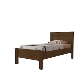 Cama de Solteiro Conquista Mel com Ripas Largas de MDF - 102cm de largura - Cacau - 1