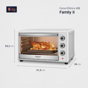 Forno Elétrico Mondial Line Family II FR-42-W com 42 Litros – Branco/Inox