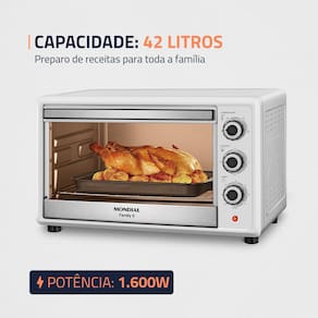 Forno Elétrico Mondial Line Family II FR-42-W com 42 Litros – Branco/Inox