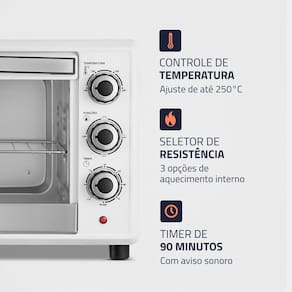 Forno Elétrico Mondial Line Family II FR-42-W com 42 Litros – Branco/Inox