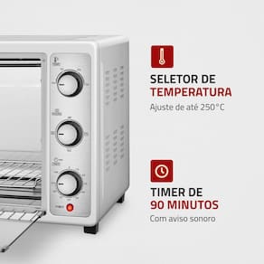 Forno Elétrico Mondial Line Grand Family II FR-52-W com 52 Litros – Branco/Inox