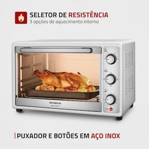 Forno Elétrico Mondial Line Grand Family II FR-52-W com 52 Litros – Branco/Inox
