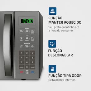 Forno de Micro-ondas Mondial Line MO-02-34-E com Função Manter Aquecido Cinza Espelhado - 34L