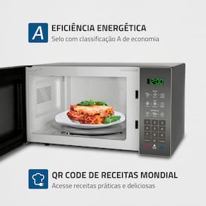 Forno de Micro-ondas Mondial Line MO-02-34-E com Função Manter Aquecido Cinza Espelhado - 34L