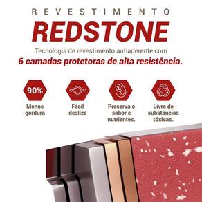 Panela Philco PPN22A com Tampa de Vidro e Revestimento Antiaderente Redstone 22cm - Cinza e Vermelha