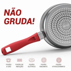 Panela Philco PPN22A com Tampa de Vidro e Revestimento Antiaderente Redstone 22cm - Cinza e Vermelha