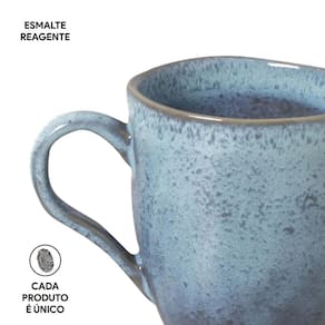 Conjunto de Canecas Porto Brasil Orgânico Breeze em Stoneware Azul 273ml - 4 Peças - 1
