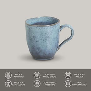 Conjunto de Canecas Porto Brasil Orgânico Breeze em Stoneware Azul 273ml - 4 Peças - 2