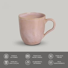 Conjunto de Xícaras Porto Brasil Orgânico Litchi em Cerâmica Stoneware Rosa Claro 273ml - 4 Peças - 2