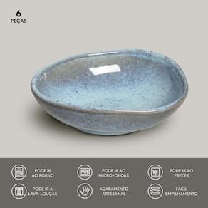 Conjunto de Cumbucas Ovais Porto Brasil Orgânico Brezze Azul 265ml - 6 Peças - 1