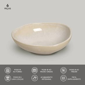 Conjunto de Cumbucas Oval Porto Brasil Orgânico Latte 265ml - 6 Peças - 1