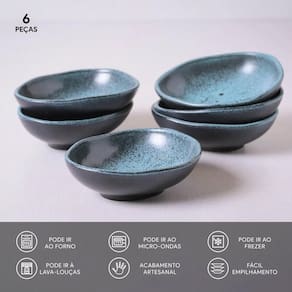 Conjunto de Cumbucas Oval Porto Brasil Orgânico Night Sky 265ml - 6 Peças - 2