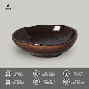 Conjunto de Cumbucas Ovais Porto Brasil Orgânico Titanium 265ml - 6 Peças - 1